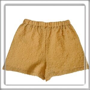 b+ab Pull On Lined Textured Shorts Pockets Yellow High Waist Size Small